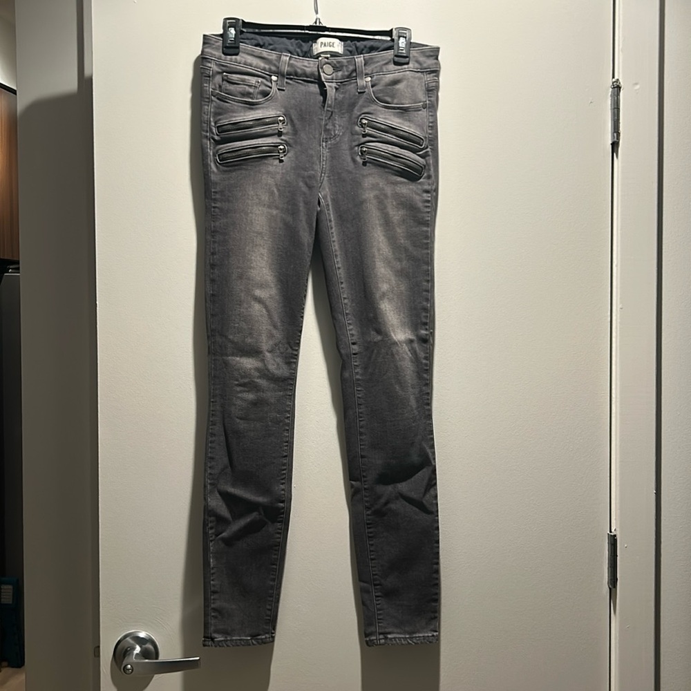 Paige grey wash skinny jeans